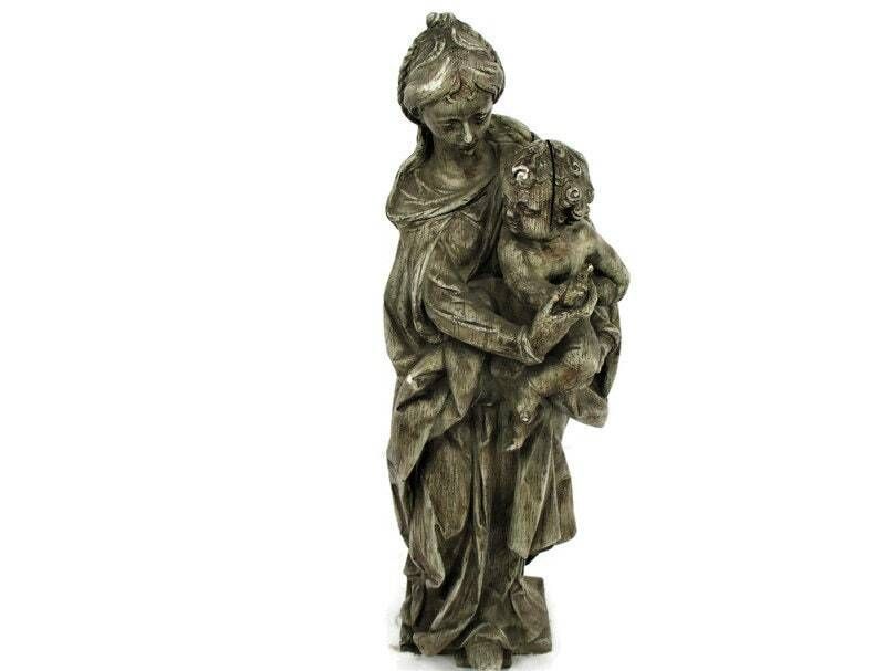 Large Statue Virgin Mary Madonna Infant Child Church Chapel Plaster Extremely Ra