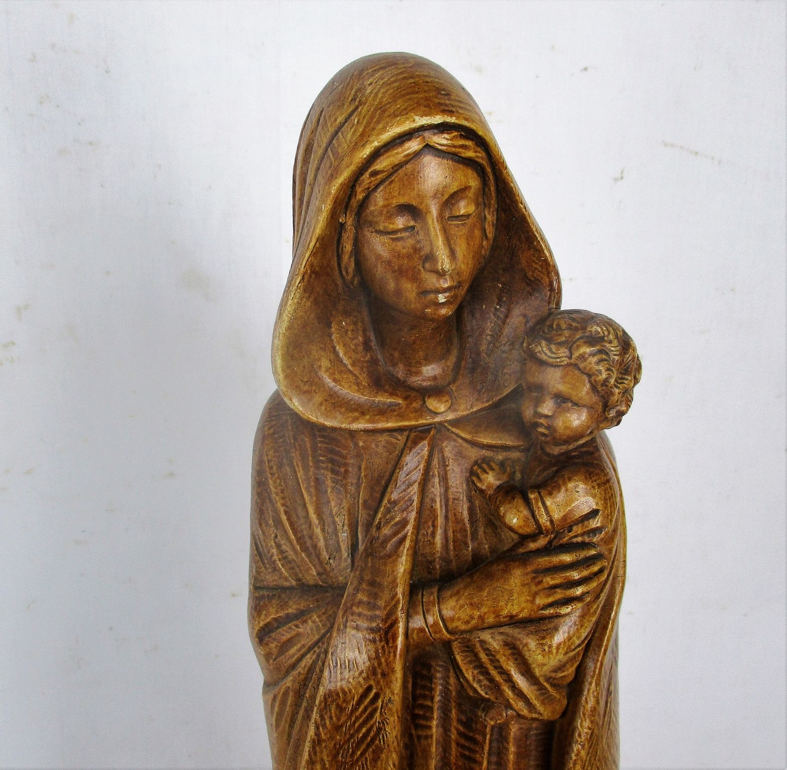 Statue Virgin Mary Our Lady Madonna Statue Infant Child Signed Salvatore Melani photo for sale