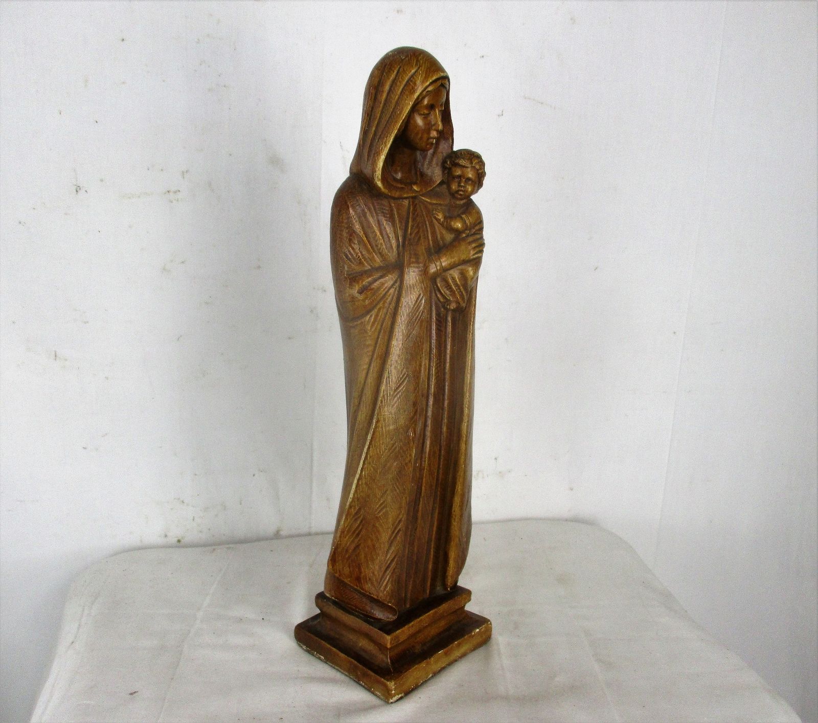 Statue Virgin Mary Our Lady Madonna Statue Infant Child Signed Salvatore Melani photo Art