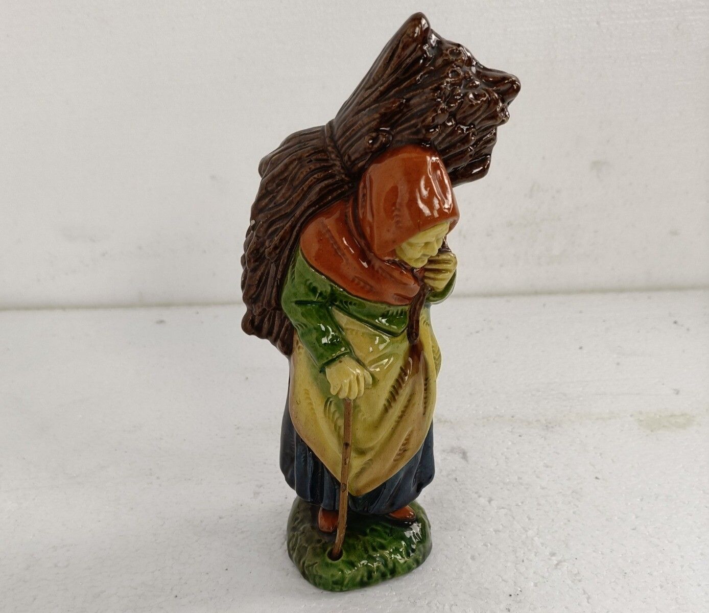 Old Lady With Bunch Of Wood Poterie Flamande Faience Flanders Pottery Glazed photo for sale