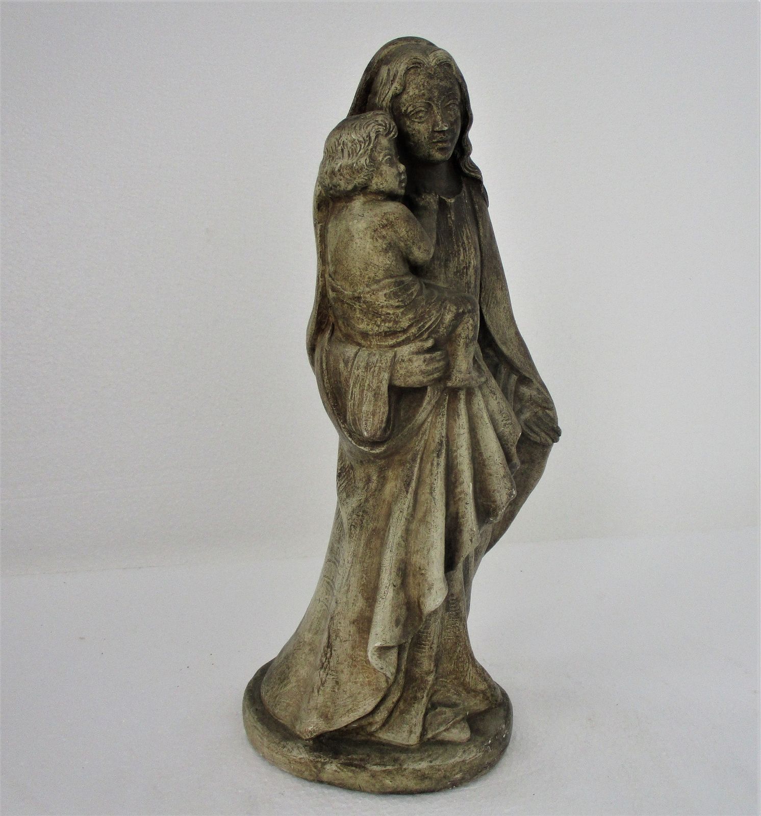 Statue Virgin Mary Our Lady Madonna Infant Child Jesus Tenderness Plaster 14.56& photo for sale