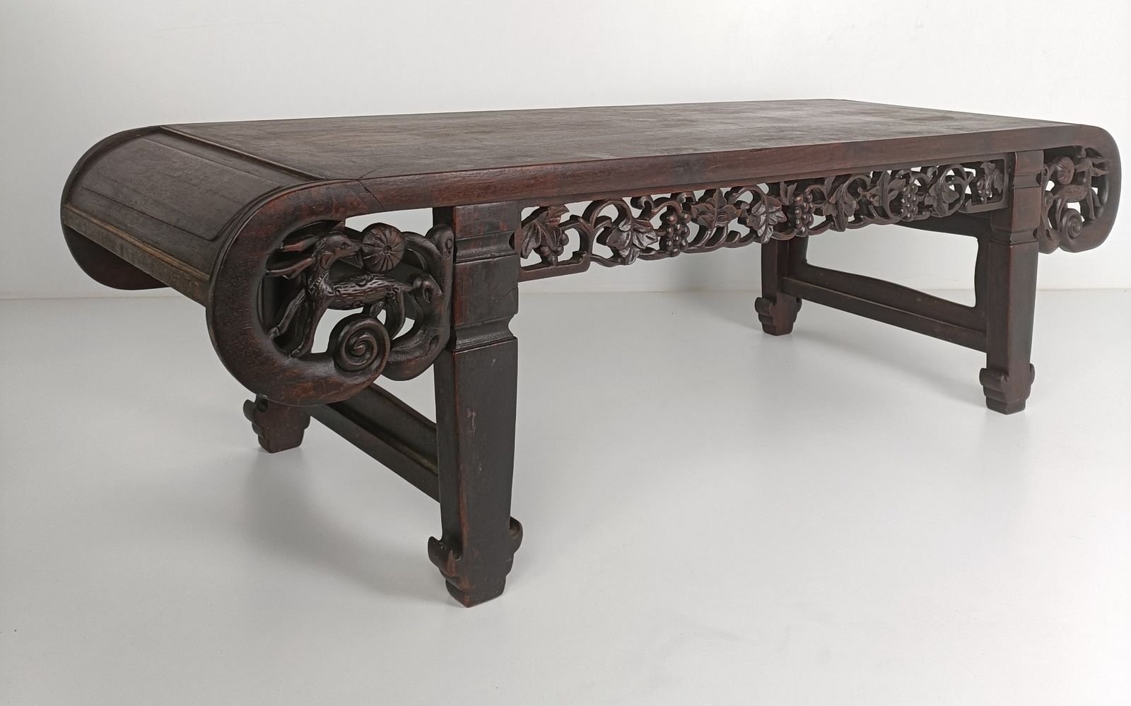 Exquisite Antique Chinese Hand Carved Wooden Ornate Kang Coffee Table Rectangula photo for sale