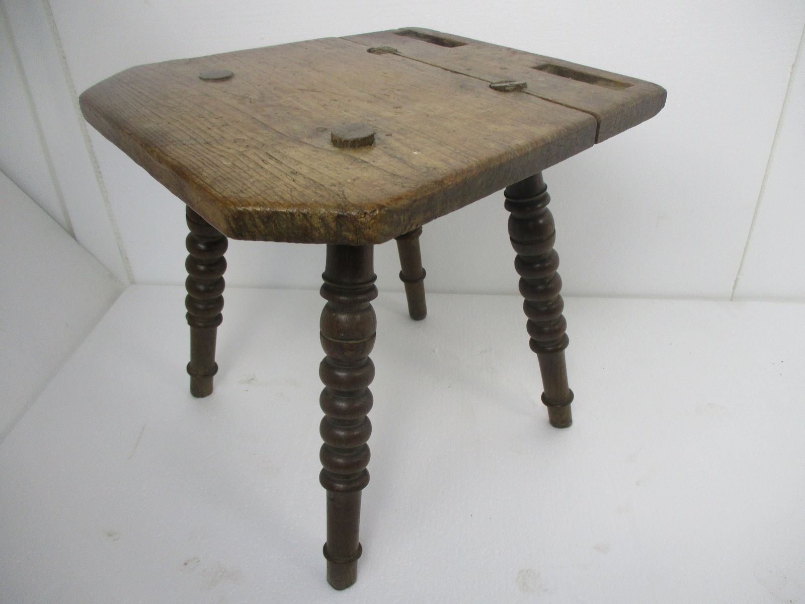 Old Milk Milking Stool Farmhouse Country Barn Style Side Display Table Pedestal photo vinterior