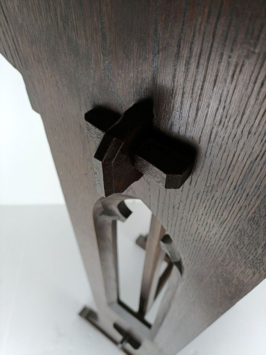 Antique Neo Gothic French Oak Pedestal Stand Church Hand Carved 19th Century Gor photo vintage