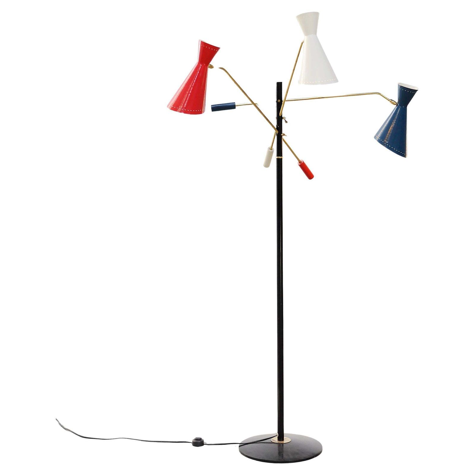 Original 50's Italian Tricolor Counterweight “Diabolo” Floor Lamp