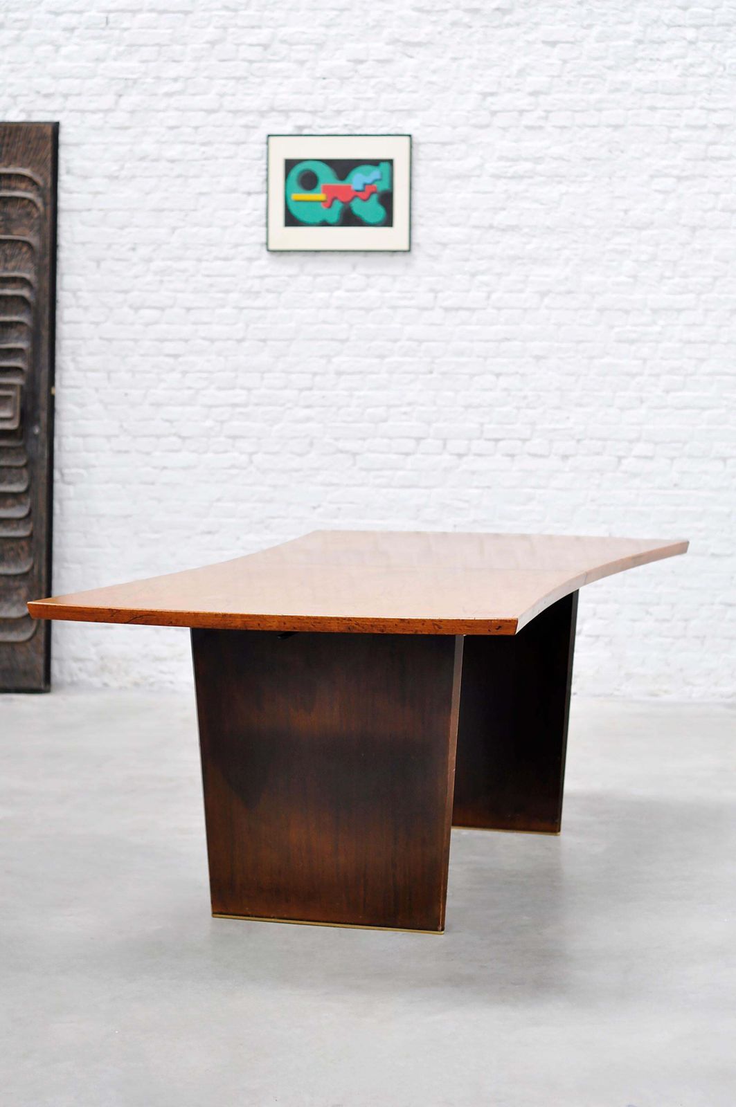 Mid Century “Bow‑Tie” Dining Table By Harvey Probber, Inc 1955, Teak & Brass photo vintage