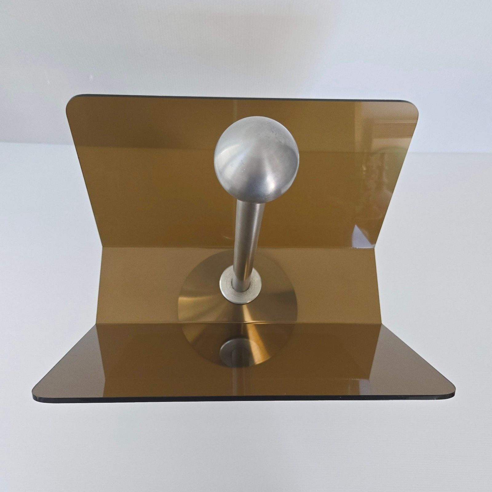 photo furniture Vintage 1970s Steel Magazine Rack Brush & Plexiglass 70s Space Age Pop 1970s