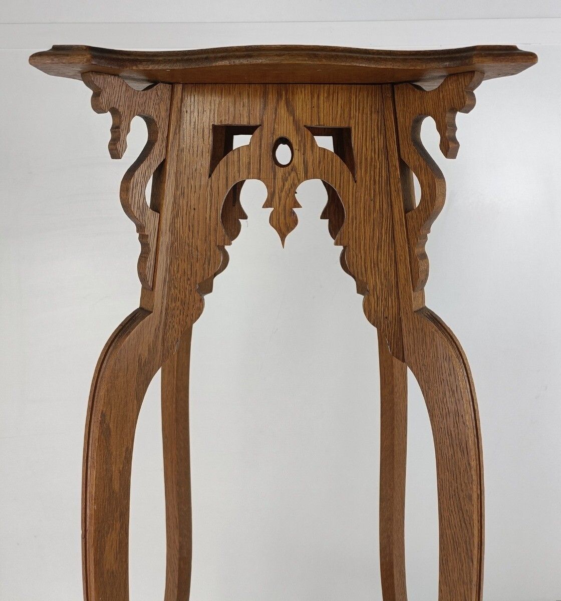 Art Noveau Antique Pedestal Plant Stand Two Tier Side Table, Bonsai Table Carved photo Furniture