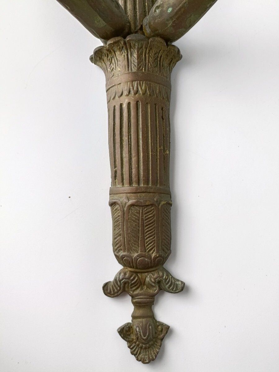 Bronze Wall Sconce Candelabra Antique Gothic Female Faces,19th Century photo vinterior