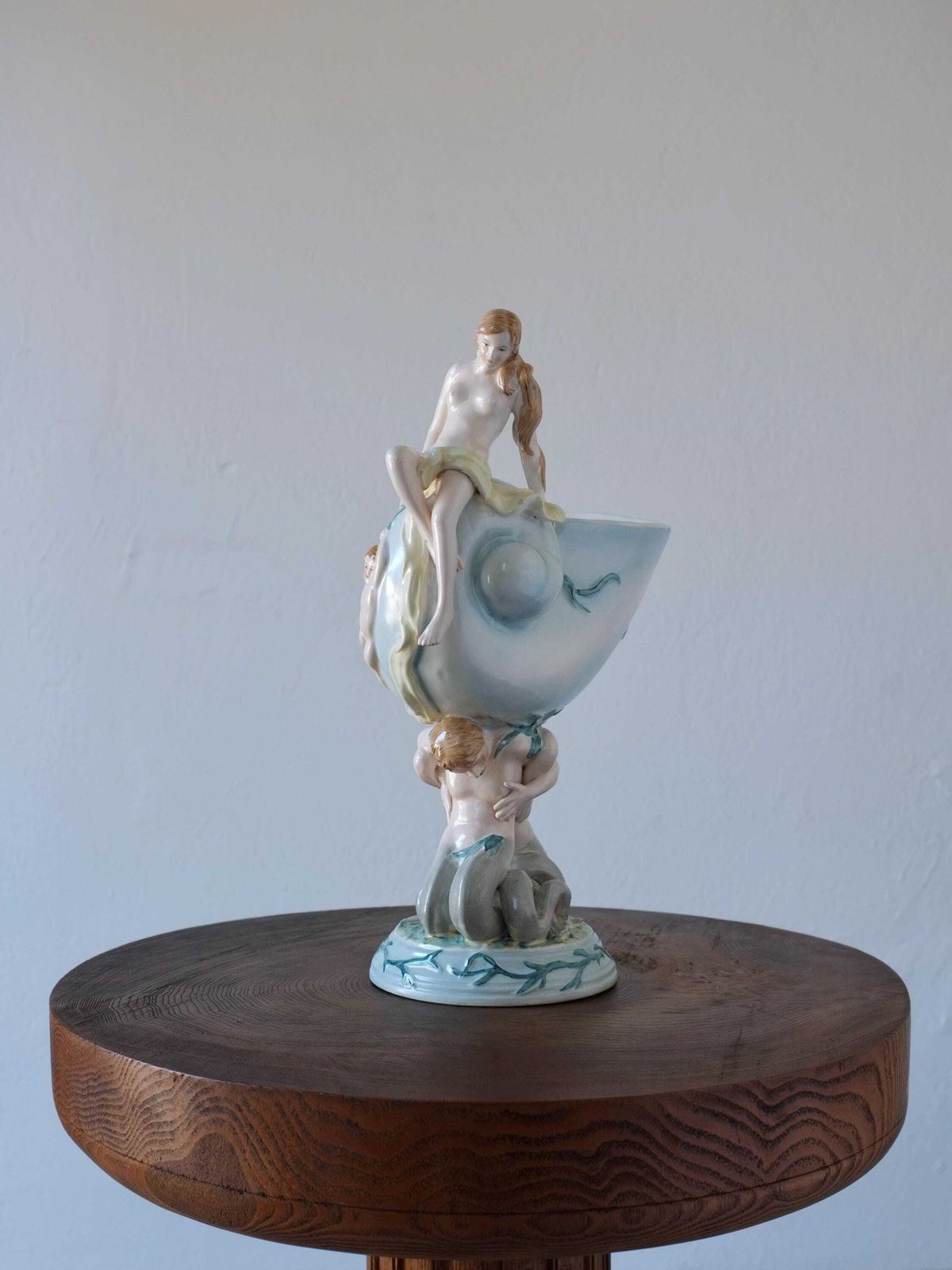 Porcelain Fruit Bowl | Nautilus Shell With Mermaid And Tritons | 20th Century photo furniture