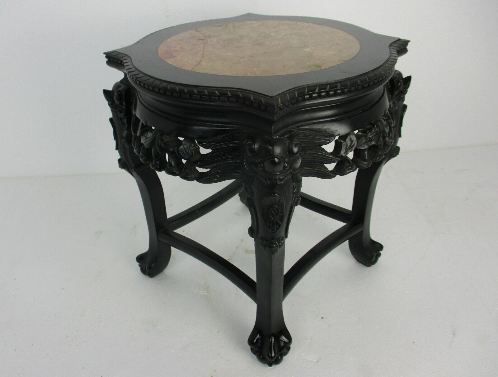 Hand Carved Wooden Chinese Marble Top Hall Console Table Pedestal Bonsai Stand photo for sale