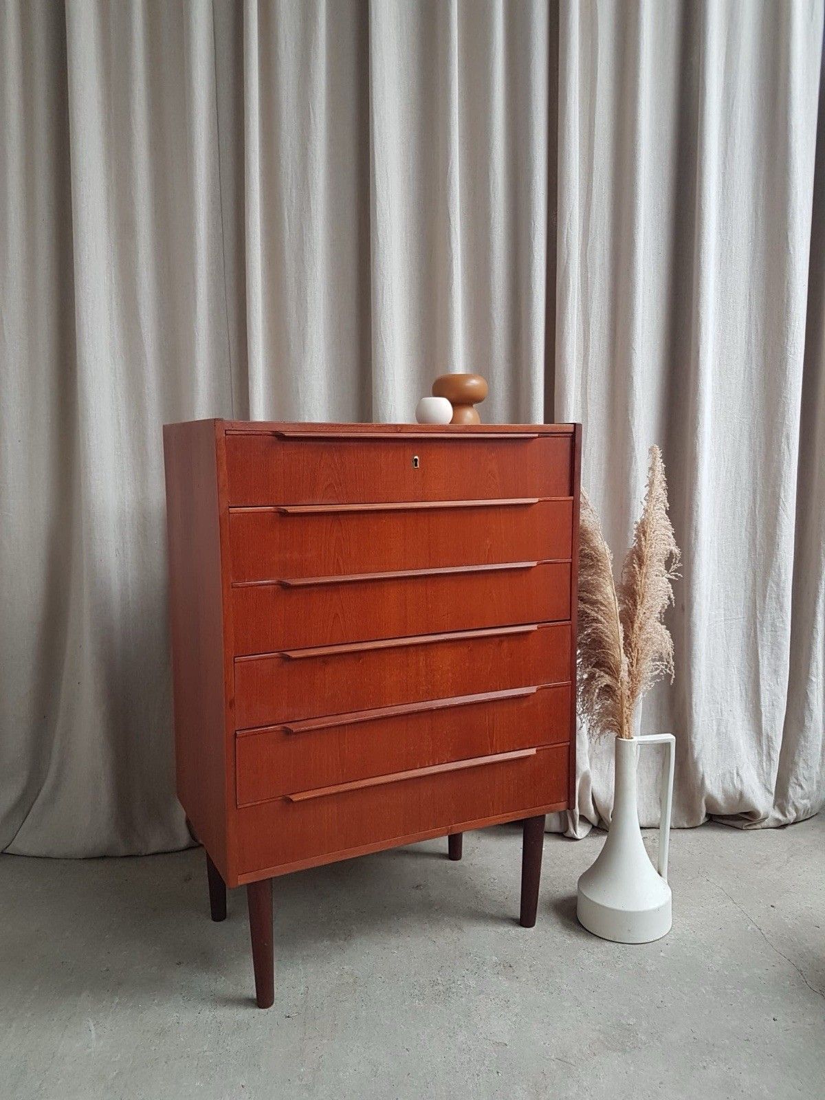Vtg Mid Century Danish Teak Chest Of Drawers Tallboy Retro Scandi R908 photo furniture