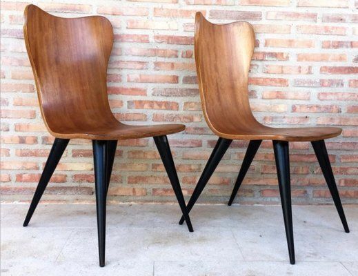 Mid Century Chairs With Conical Legs, 1950s, Set Of 2 photo furniture