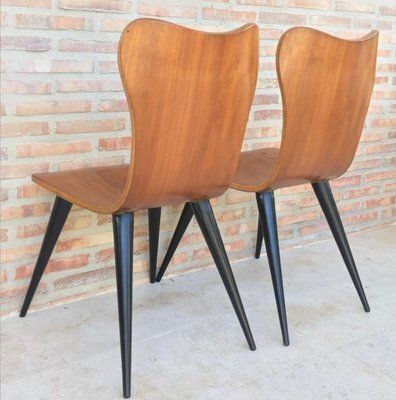 Mid Century Chairs With Conical Legs, 1950s, Set Of 2 photo for sale