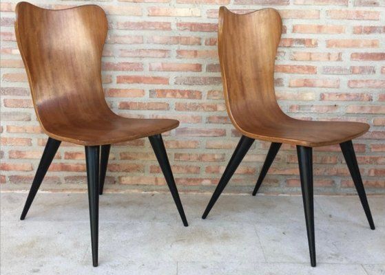 Mid Century Chairs With Conical Legs, 1950s, Set Of 2 photo 1572.0