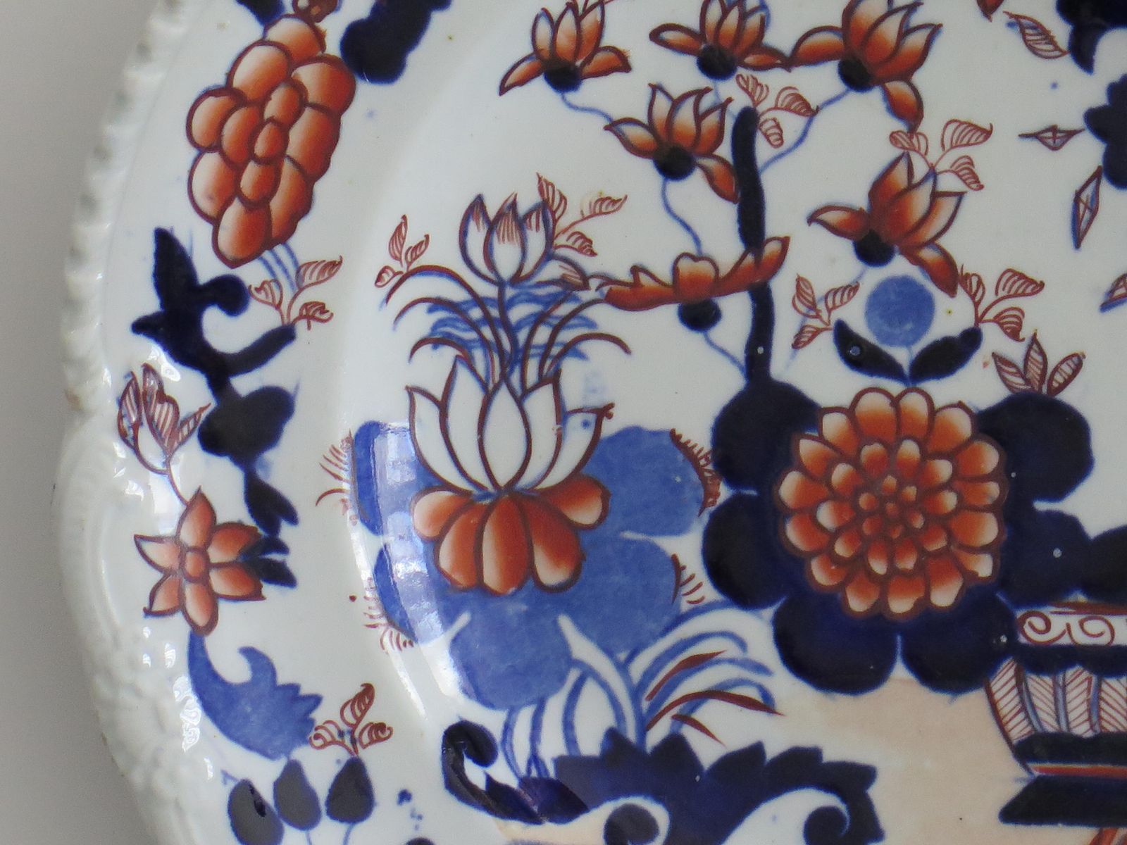 Set 0f Two (B) Georgian Masons Ironstone Desert Plates Basket Japan Ptn, Ca 1818 photo vintage