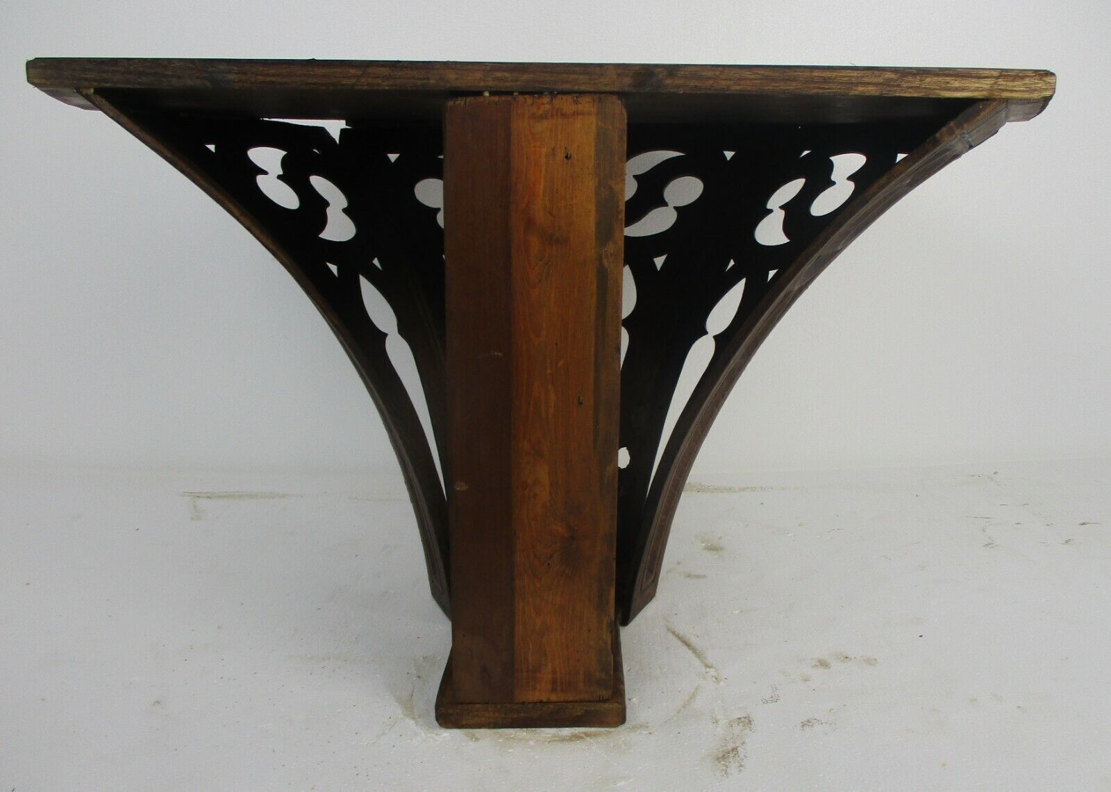 Antique Large Gothic Hand Carved French Oak Wall Hall Console Table Stunning photo vinterior