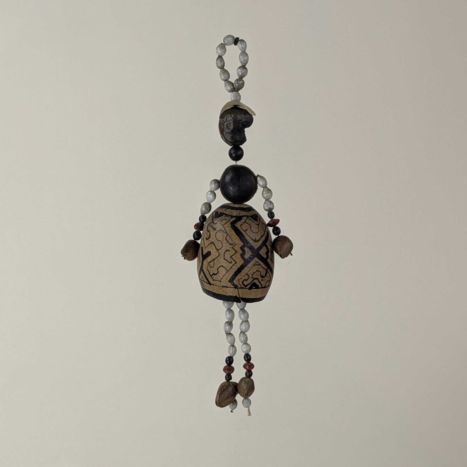Authentic Tribal Art Doll Handcrafted Gourd Seed Nut Organic Materials Indigenous Folk Art Collectible