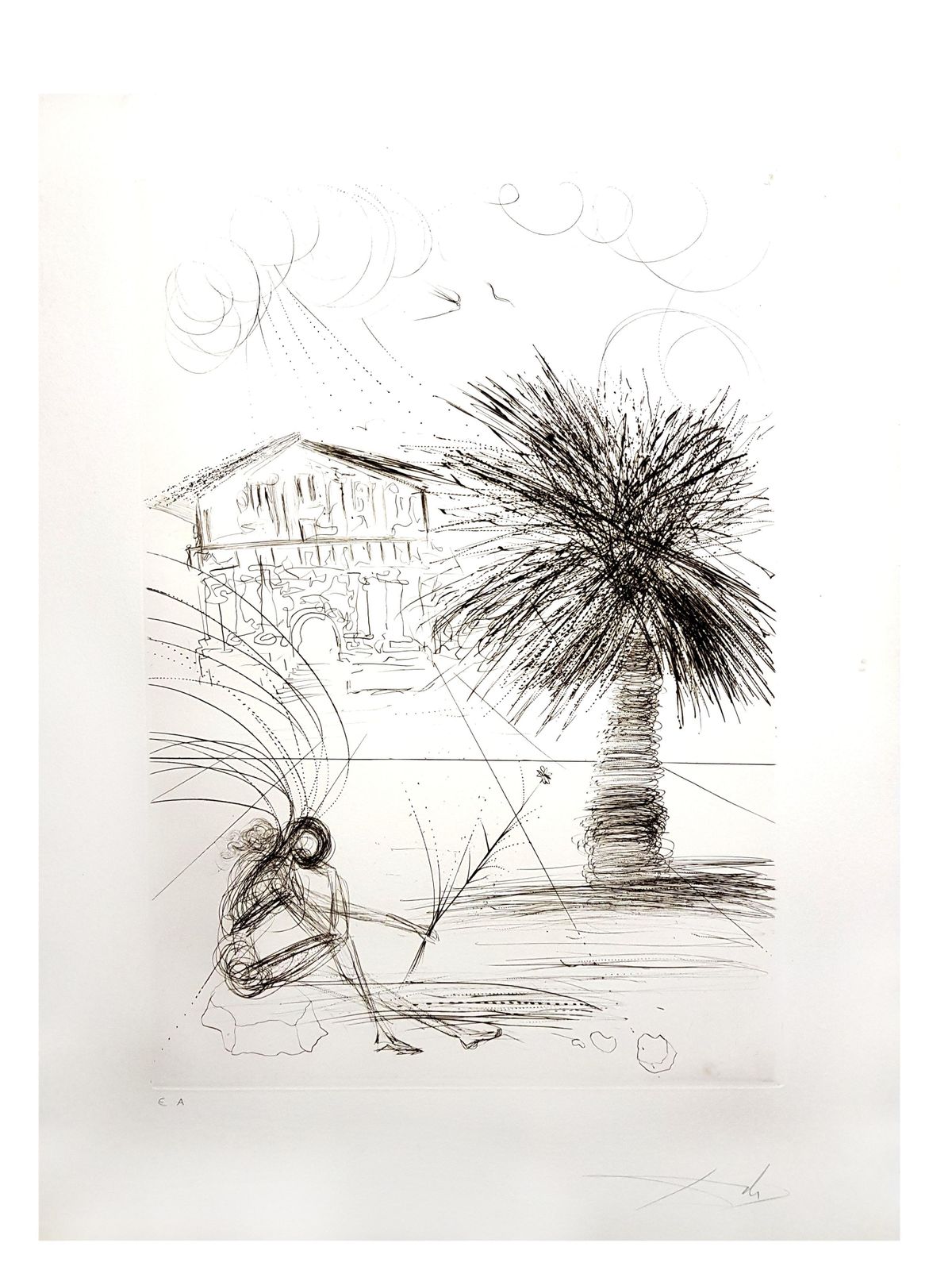photo furniture Salvador Dali   Mission Dolores   San Francisco   Original Hand Signed Etching1970