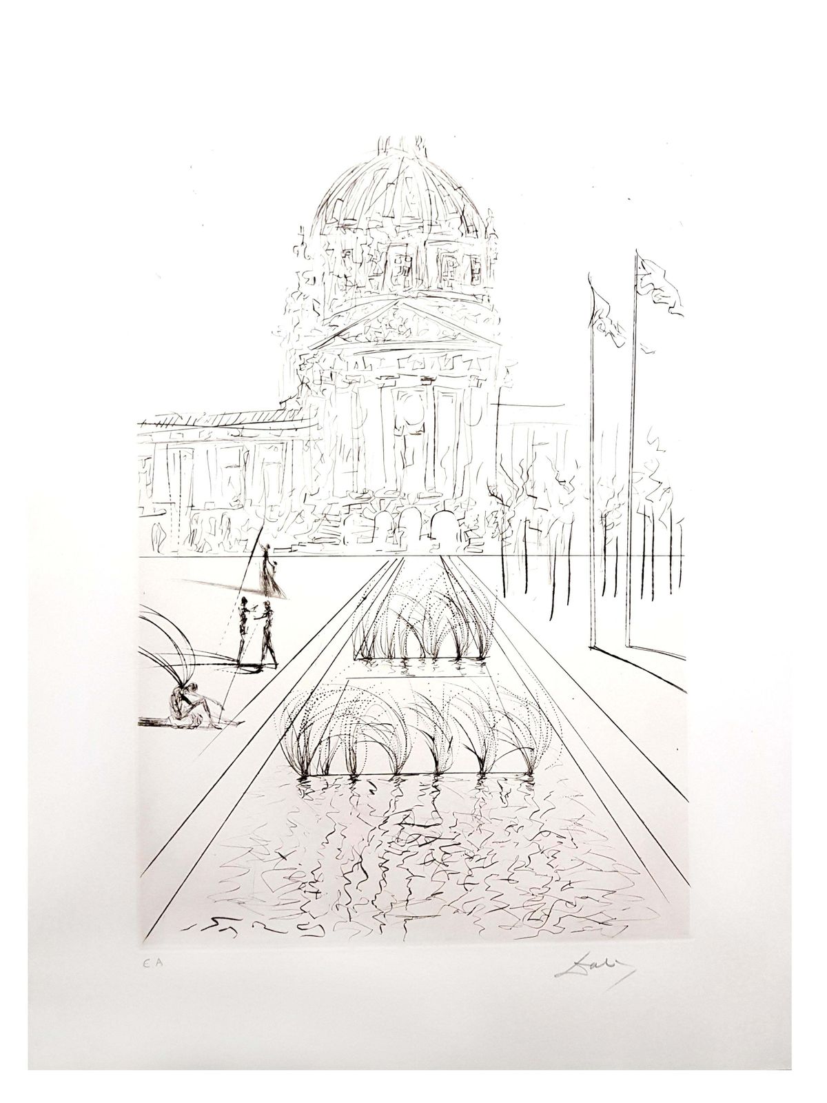 Salvador Dali   City Hall   San Francisco   Original Hand Signed Etching1970