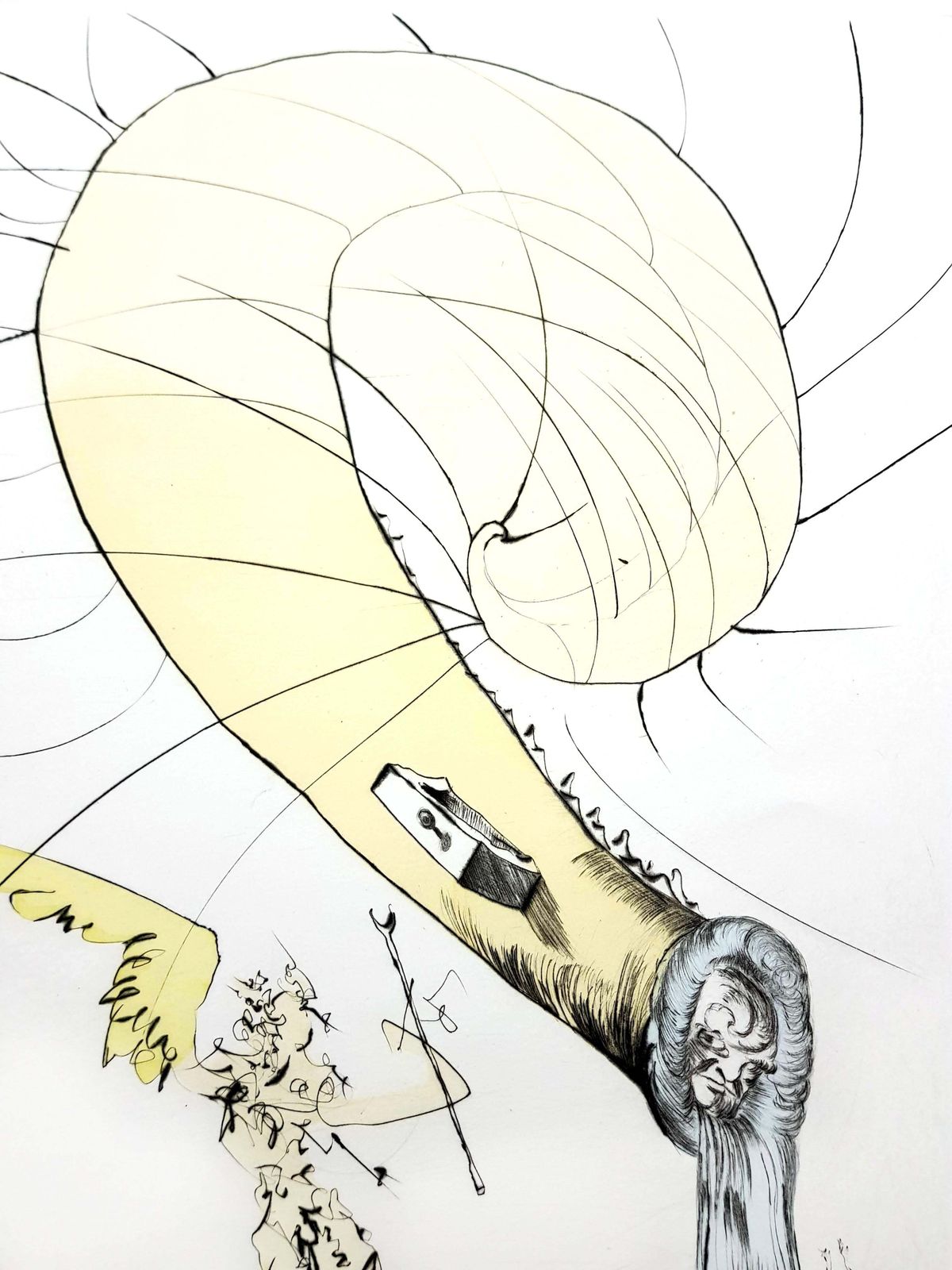Salvador Dalí­Salvador Dali   Freud With A Snail's Head   Original Signed Engraving1974 photo buy