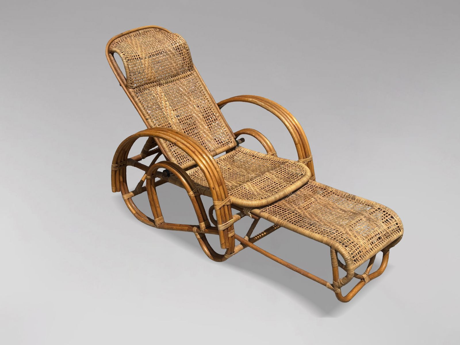 1950's Italian Bamboo & Rattan Chaise Longue Sun Lounger photo buy
