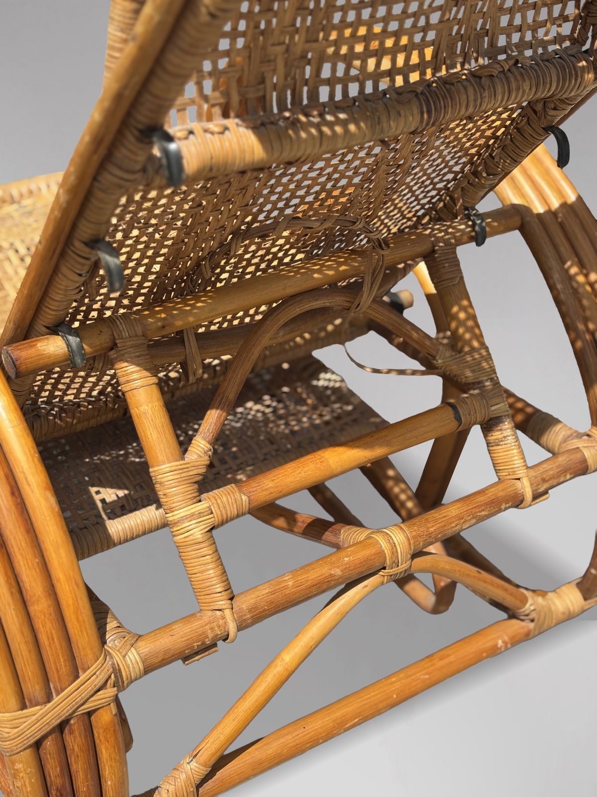 1950's Italian Bamboo & Rattan Chaise Longue Sun Lounger photo vintage