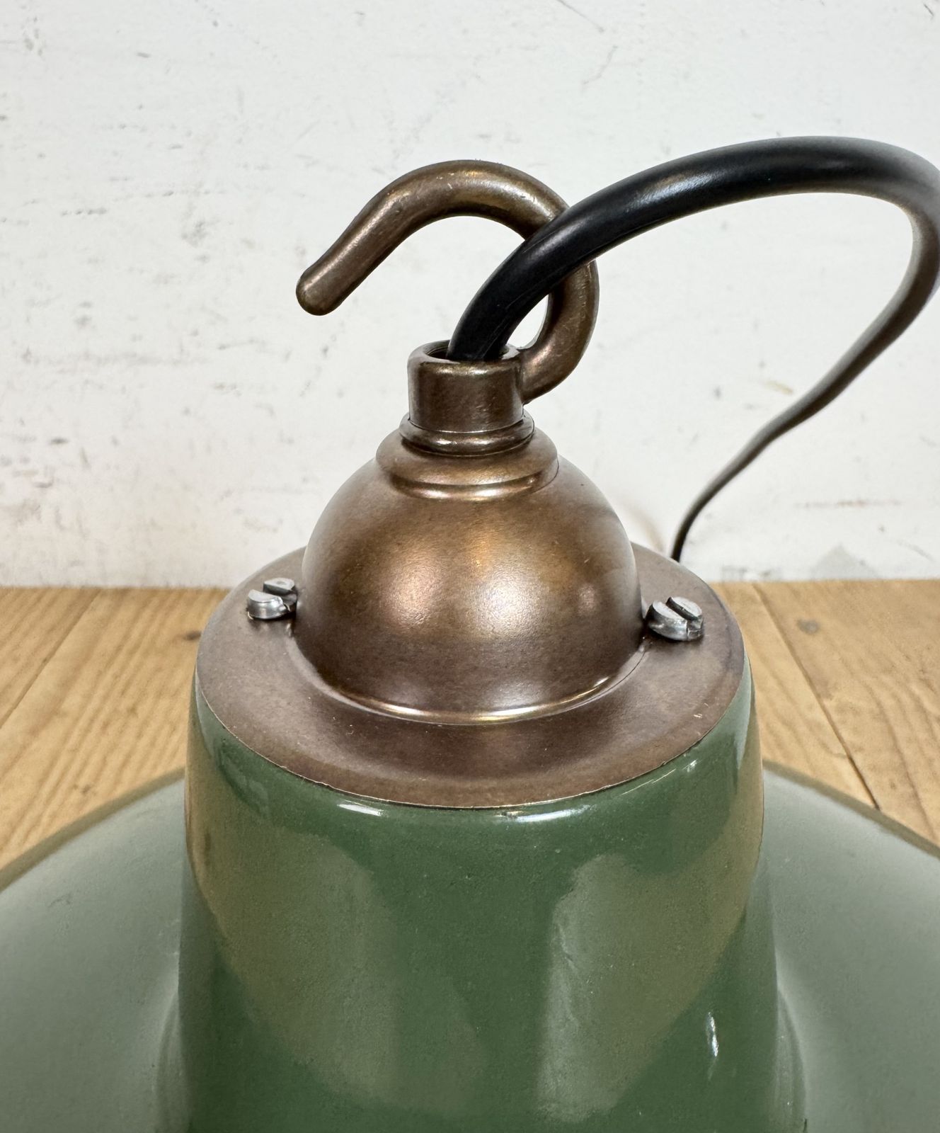 Industrial Green Enamel Factory Pendant Lamp From Multi Electrical Co., 1960s, 3x photo Lighting