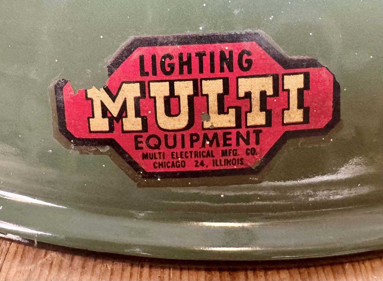 Industrial Green Enamel Factory Pendant Lamp From Multi Electrical Co., 1960s, 3x photo vintage