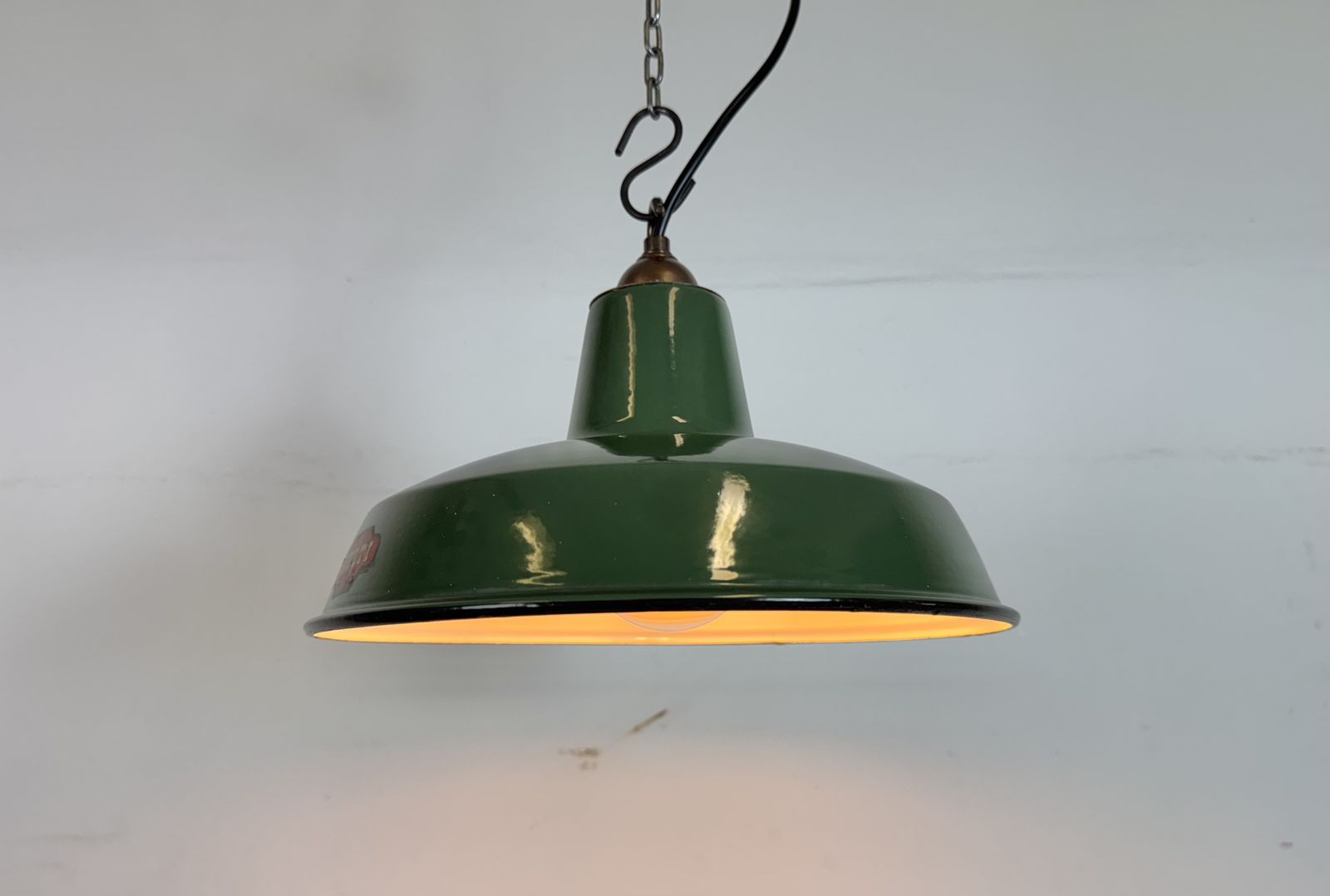 photo buy Industrial Green Enamel Factory Pendant Lamp From Multi Electrical Co., 1960s, 3x