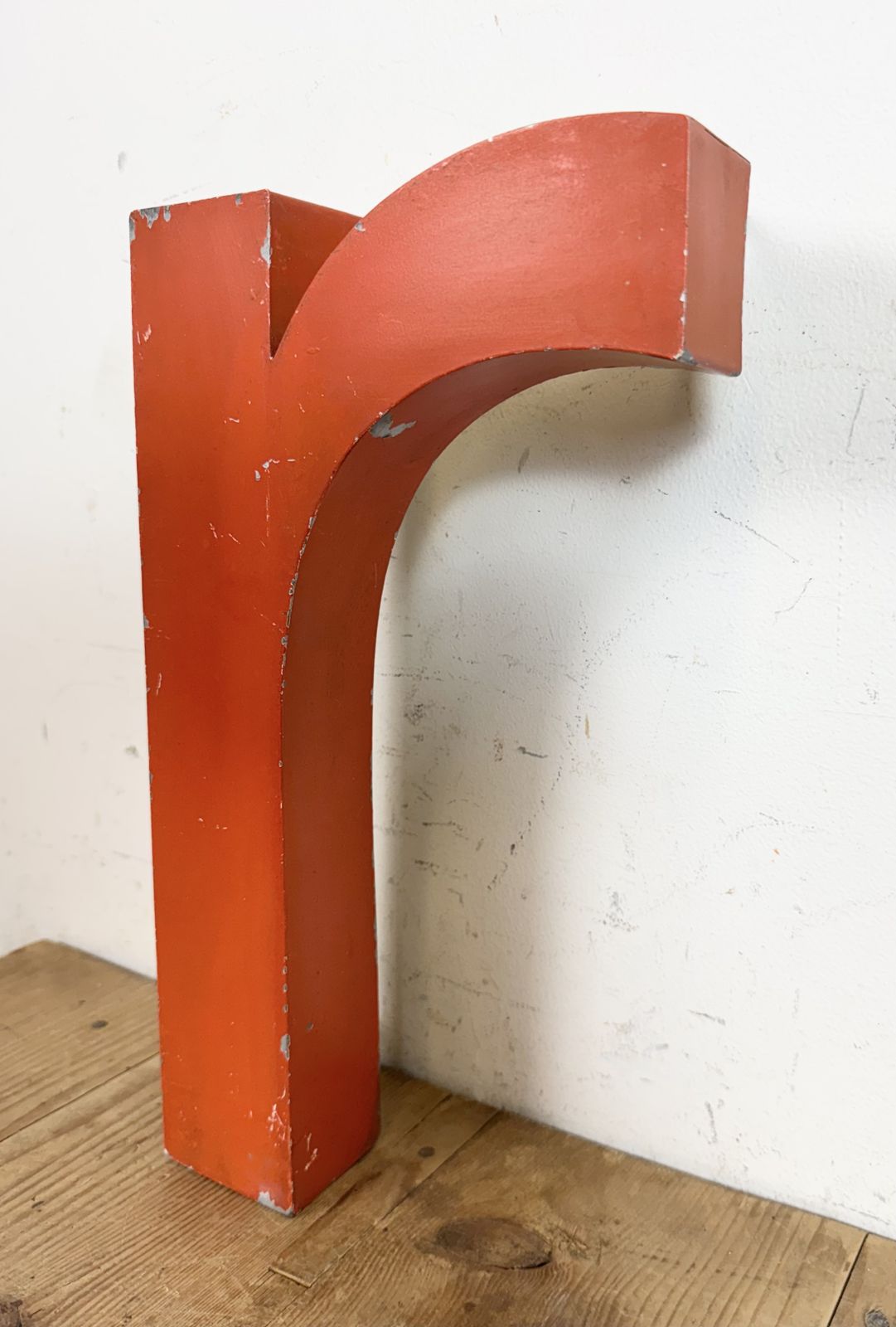 Vintage Red Iron Facade Letter R ,  1970s photo furniture