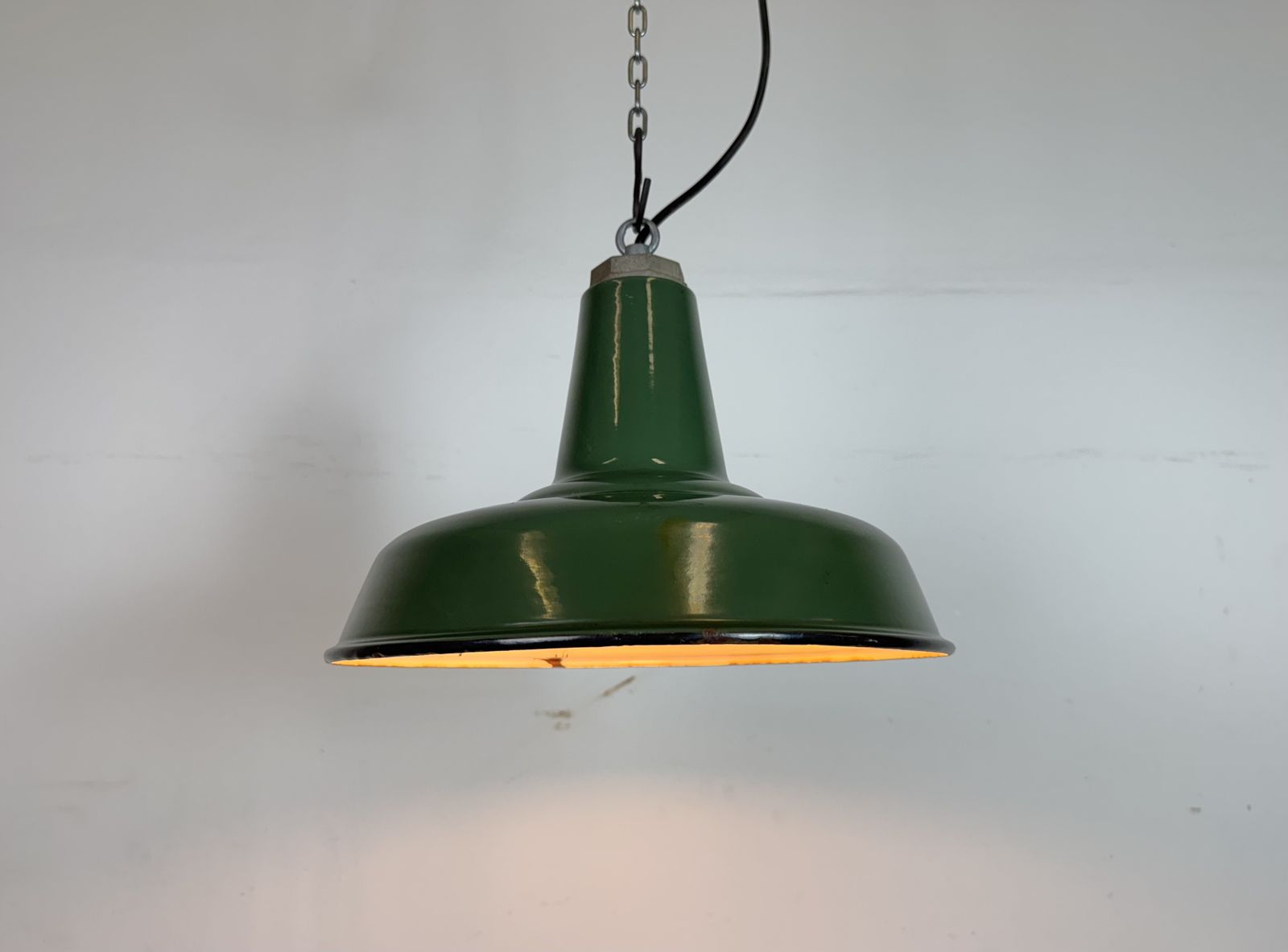 Lighting Industrial Green Enamel Factory Pendant Lamp, 1960s photo