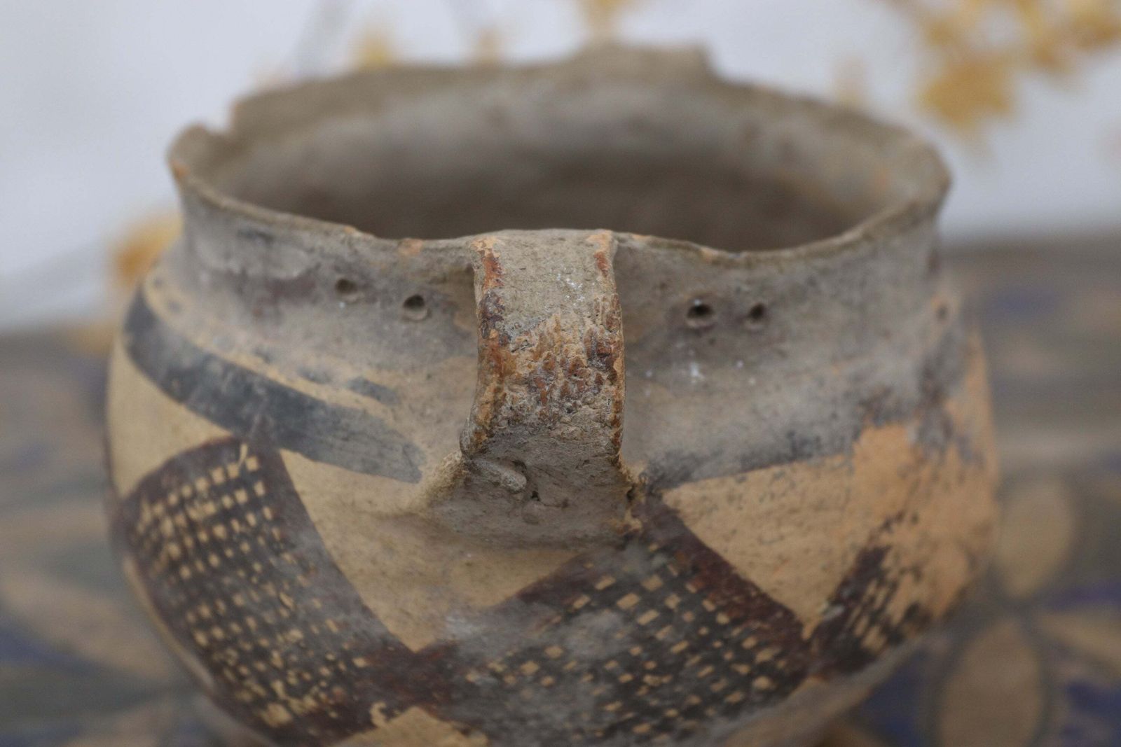 Neolithic Period Chinese Small Clay Pot photo vinterior