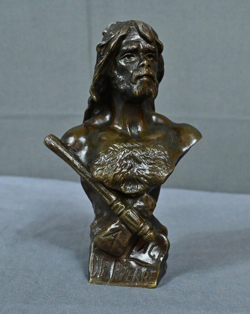 Pair Of Bronze Busts “The Stone Age & The Iron Age” Signed J. Garnier – Late 19th Century photo 610.0