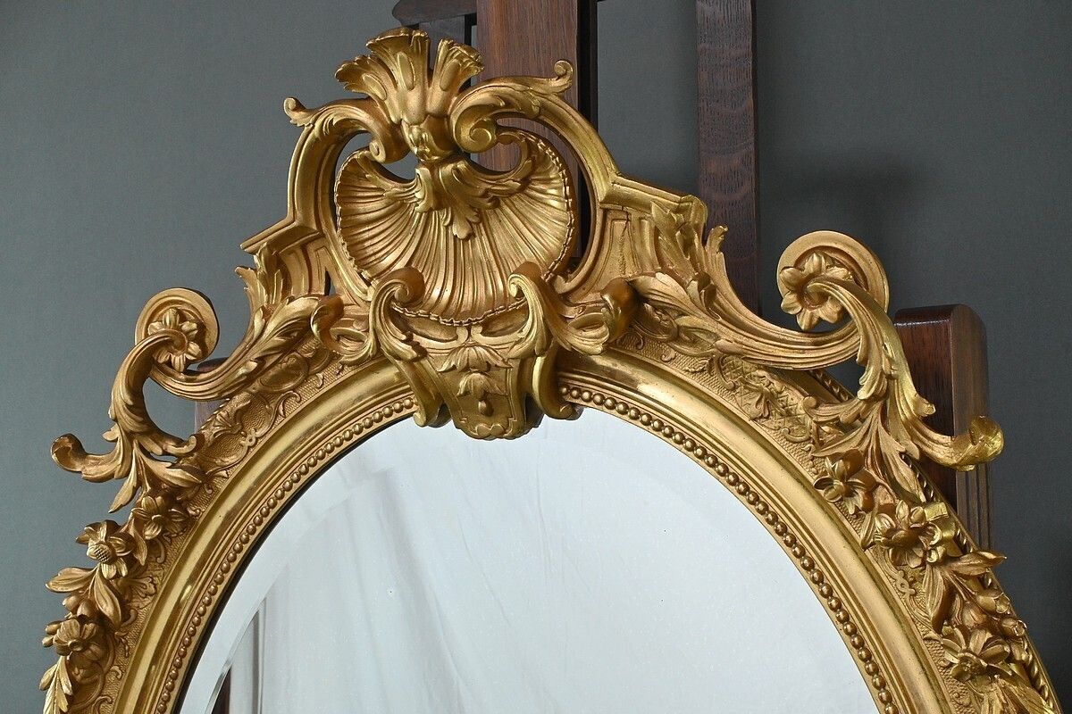 Large Gilded Wood Mirror, Louis XV Style – 2nd Part Of The 19th Century photo vinterior