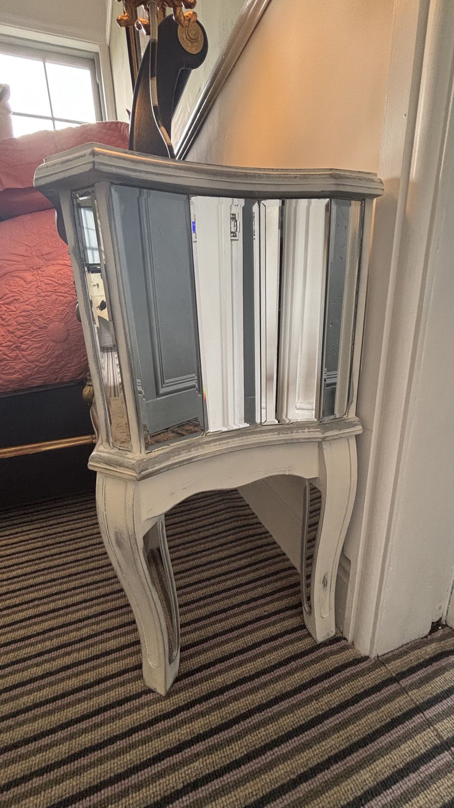 French Part Mirrored And Painted Bedside Drawers/Nightstand photo for sale