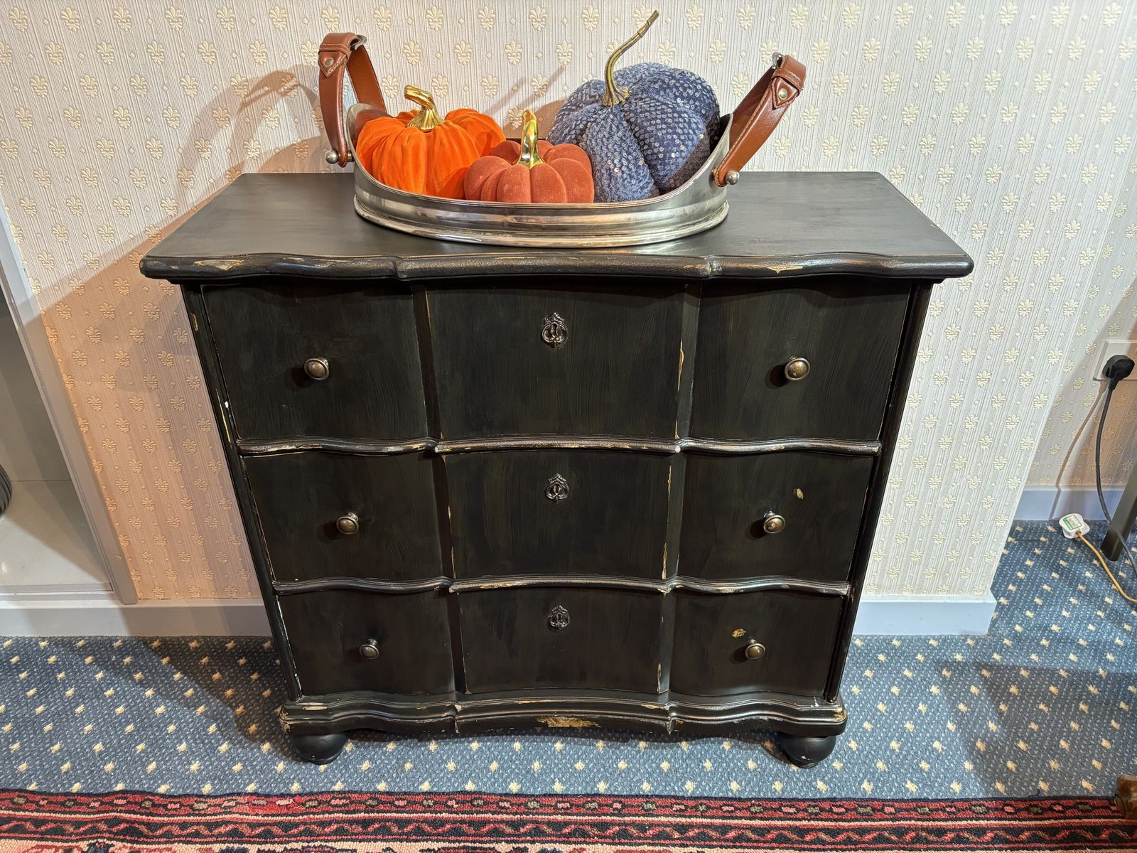 Ebonised Slim Chest Of Drawers photo vintage