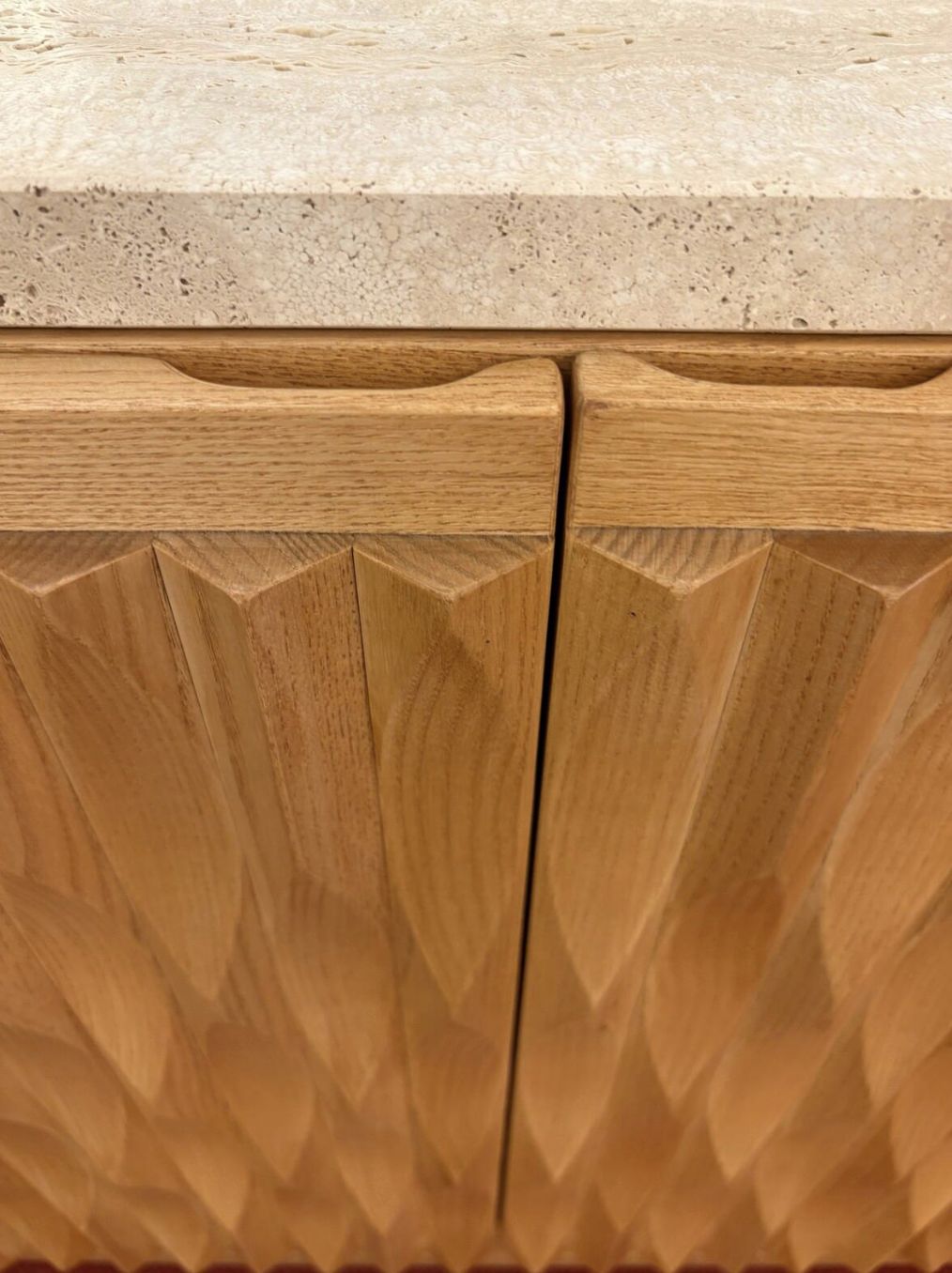 Contemporary Brutalist Sideboard, Wood And Travertine, Italy photo furniture