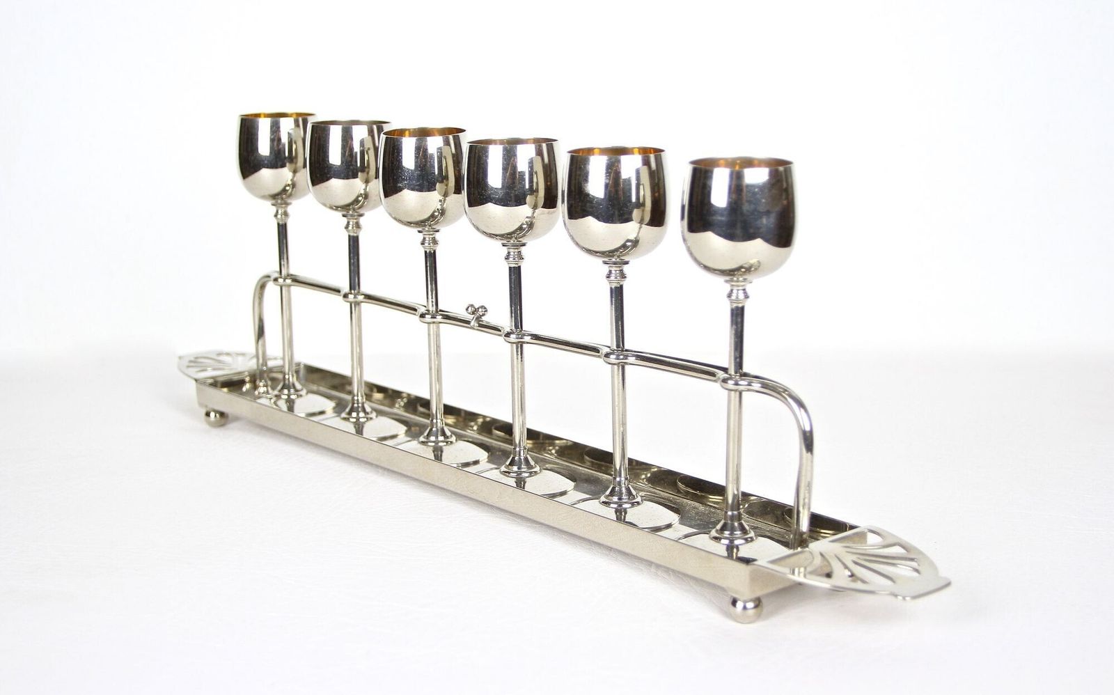 Set Of 6 Art Nouveau Goblets By Wmf, Gilt Liquor Set, Germany Circa 1910 photo for sale