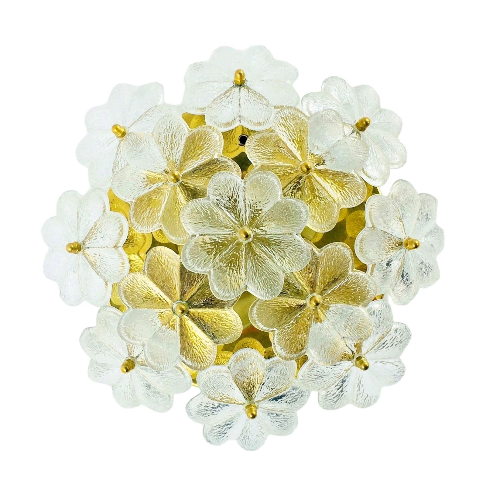 Mid Century Murano Glazen Bloemen Plafondlamp Van Ernst Palme Voor Palwa, Duitsland, Jaren 1960