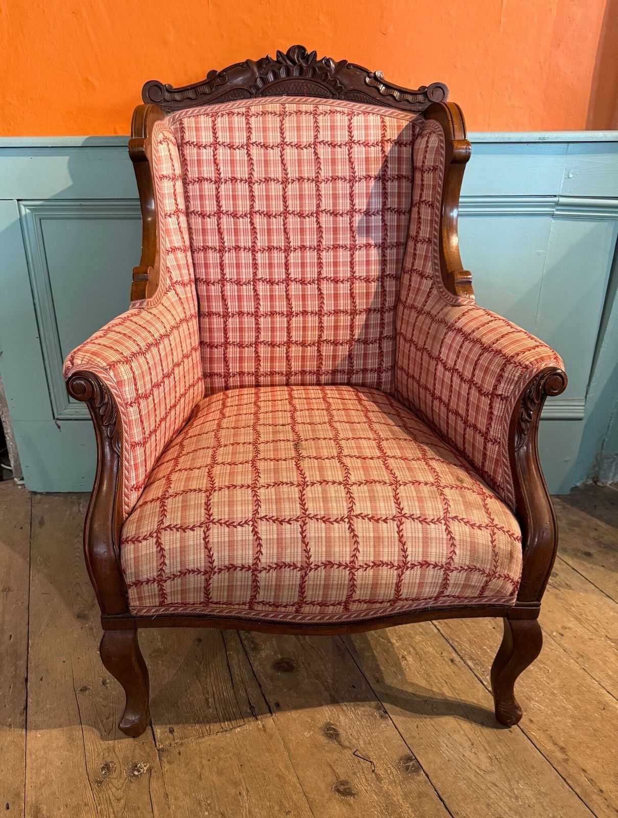 Vintage French Wingback Armchair In Louis XV Style photo for sale