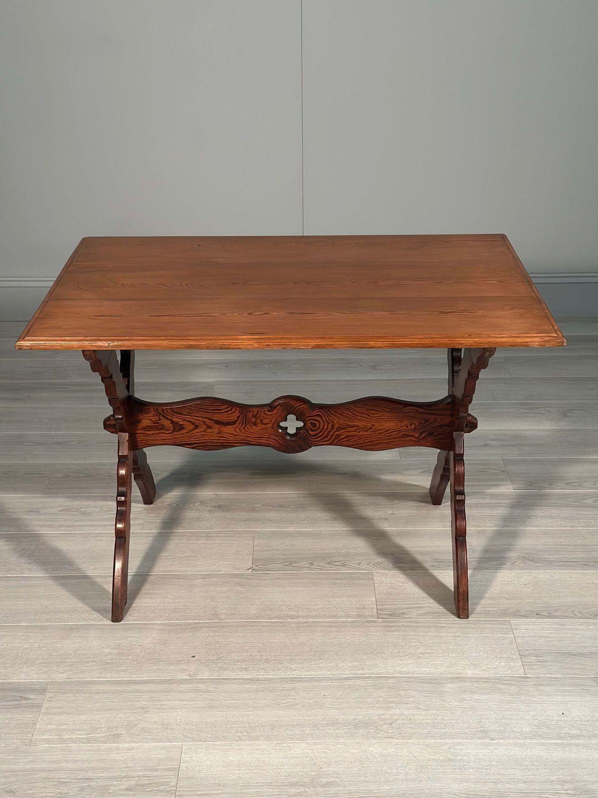 Ecclesiastical Pitch Pine Writing Table C.1910 photo vintage