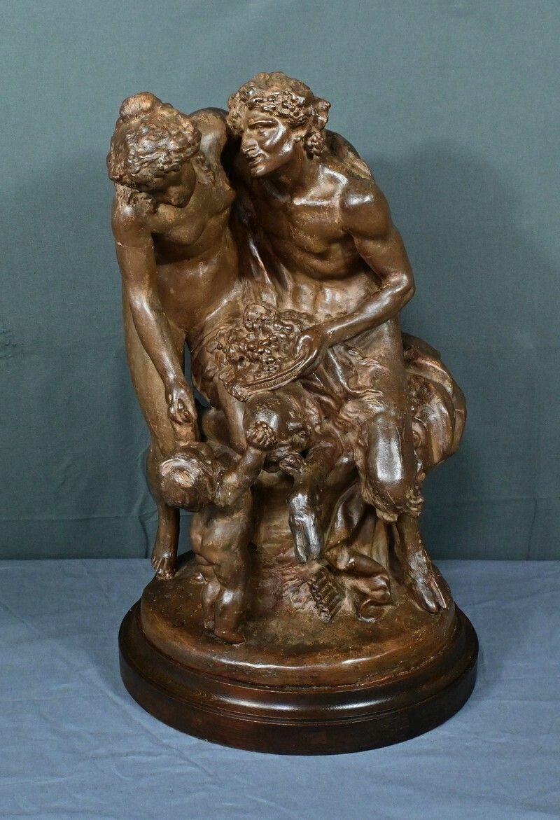 Terracotta Sculpture “The Faun Family” After Clodion – Late 19th Century photo for sale