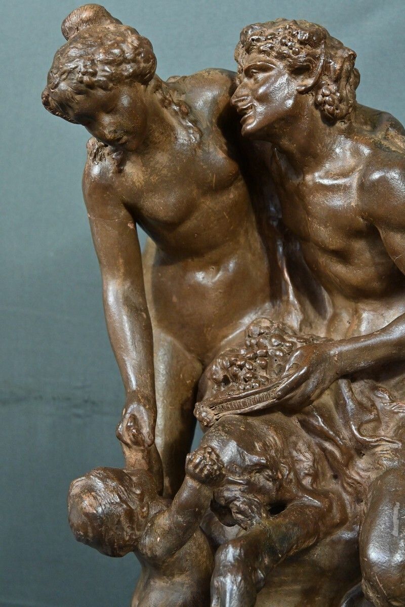 Terracotta Sculpture “The Faun Family” After Clodion – Late 19th Century photo buy