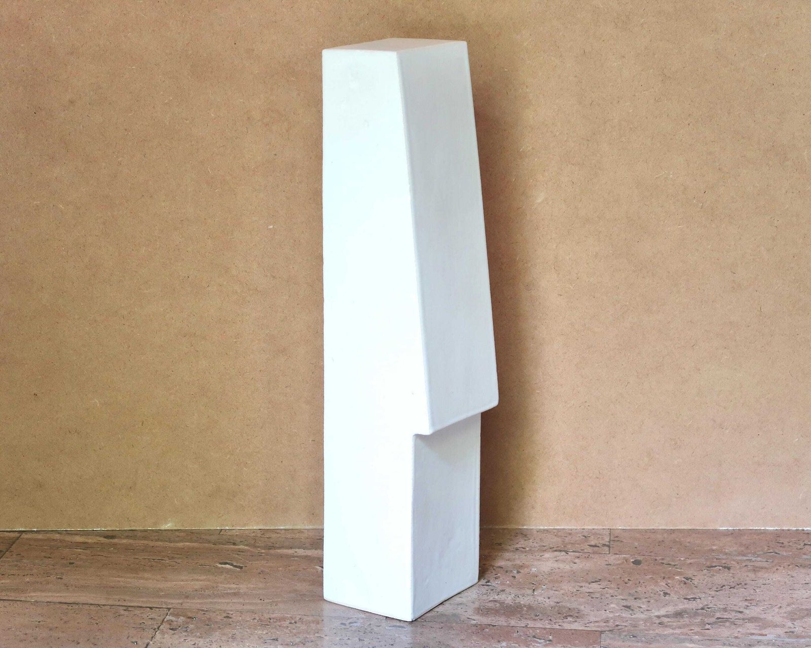 Large French Minimalist White Ceramic Sculpture By Frédéric Bourdiec / White, Minimalist, Geometrical Shapes, Architecture, Architect photo furniture