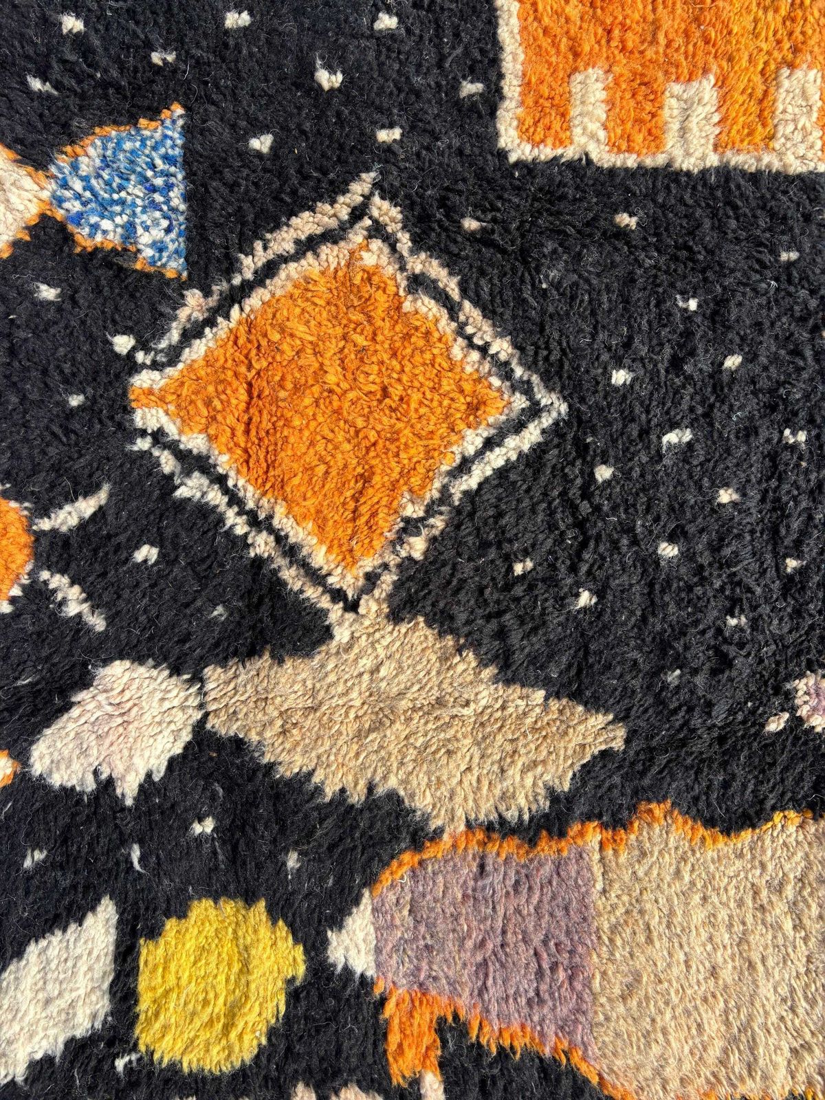 photo for sale Moroccan Berber Black Wool Rug 200x280 Cm – Black Abstract Tribal Carpet – Handmade Boho Decor – Moroccan Carpet For Living Room