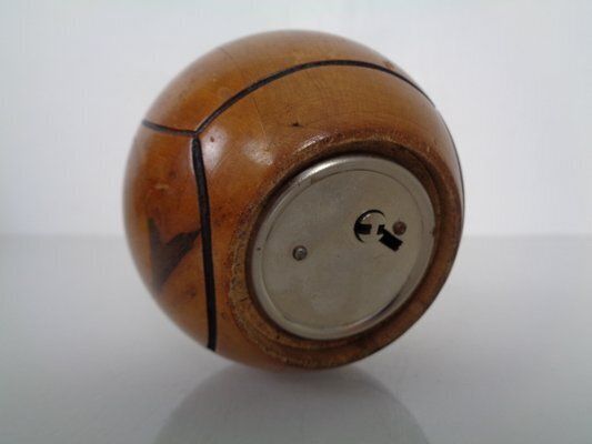 German Wooden Football Money Box With Key, 1930s photo vinterior