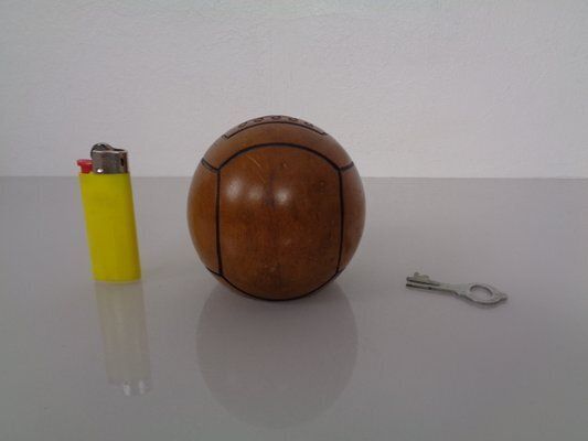German Wooden Football Money Box With Key, 1930s photo vintage