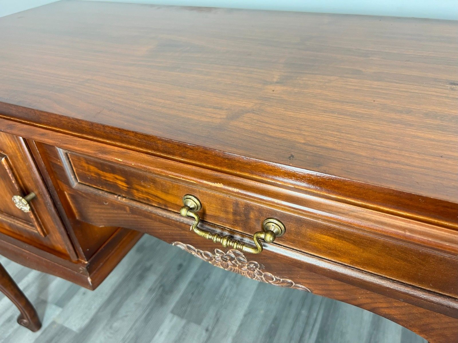 Cabinet Vintage French Louis Style Carved Desk With Storage Sideboard Lot 4054 photo Furniture