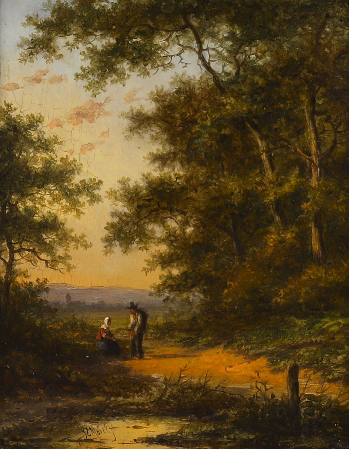 photo vinterior Antique Pair Dutch Forest Scene Oil Paintings By Jan Evert Morel  18th Century